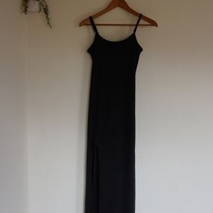 Long Black Maxi Dress w/Slit Charlotte Russe
